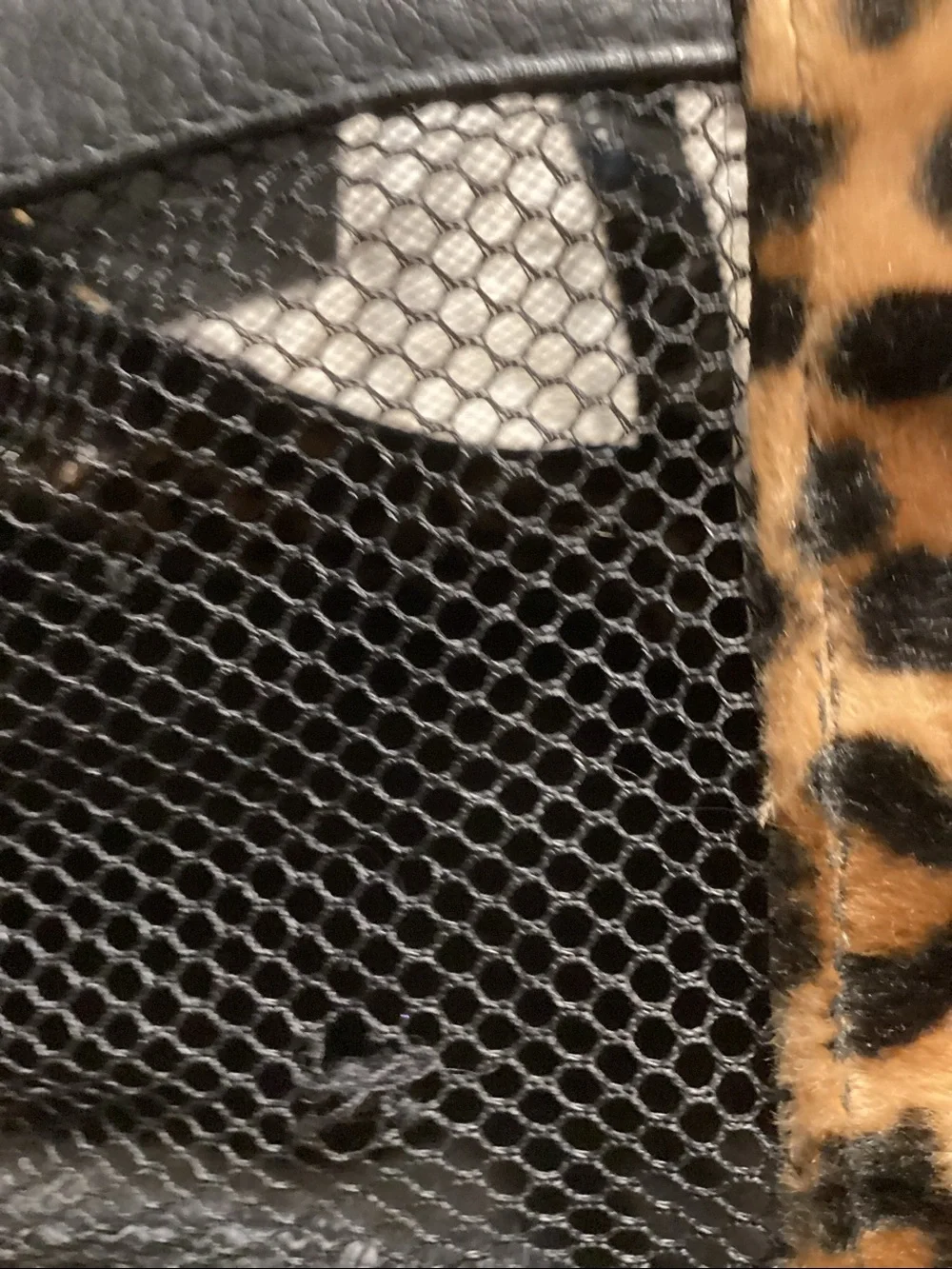 Black Cat Print Soft-Sided Pet Carrier with Leopard Handles